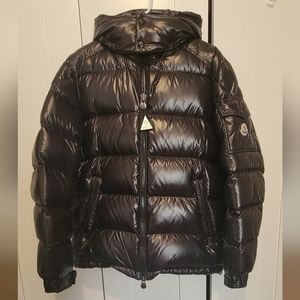 Moncler Maya shiny Puffer coat Black